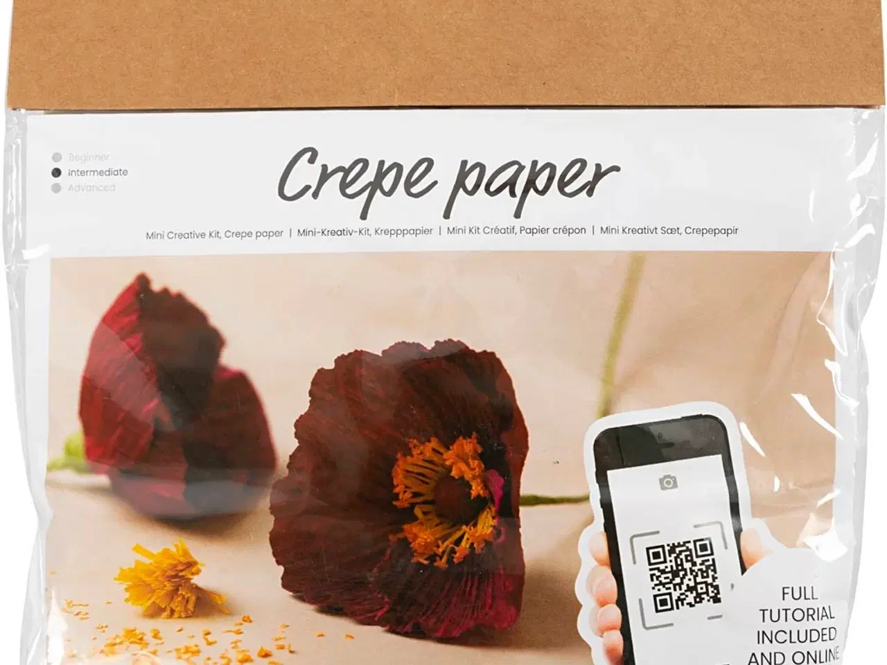 Billede 1 - Mini DIY Kit Crepepapir, Valmuer, Stræk/crepe: 180%, 105 g, 1 pk.
