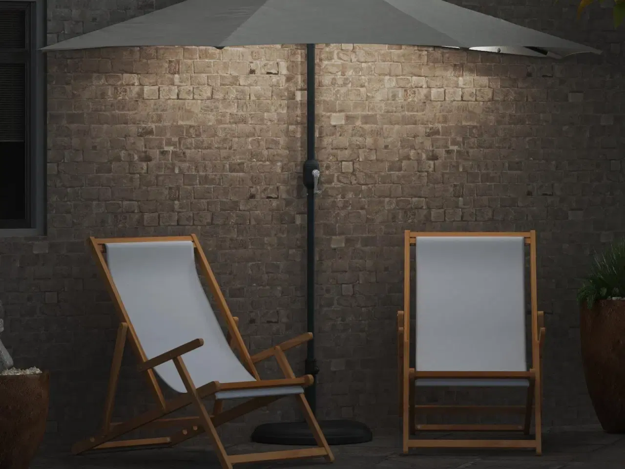 Billede 4 - Halv haveparasol Sandfarvet 294 x 150 x 224 cm Stof
