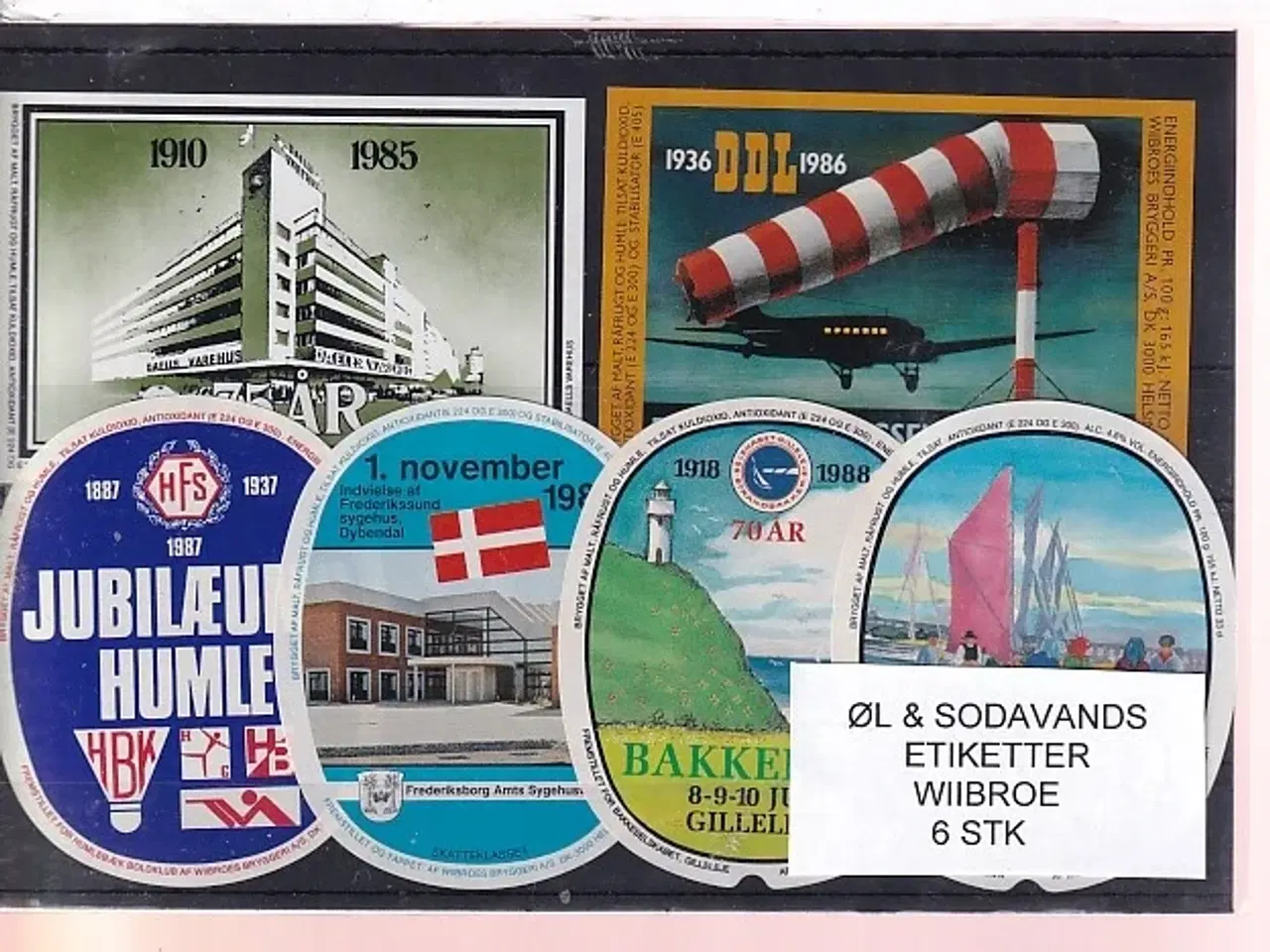 Billede 1 - Øl og Sodavands Etiketter - Wiibroe - 6 Stk.