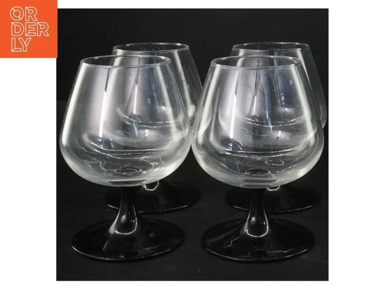 Billede 1 - Sæt glas med sort fod (str. Ø 6x13 cm)