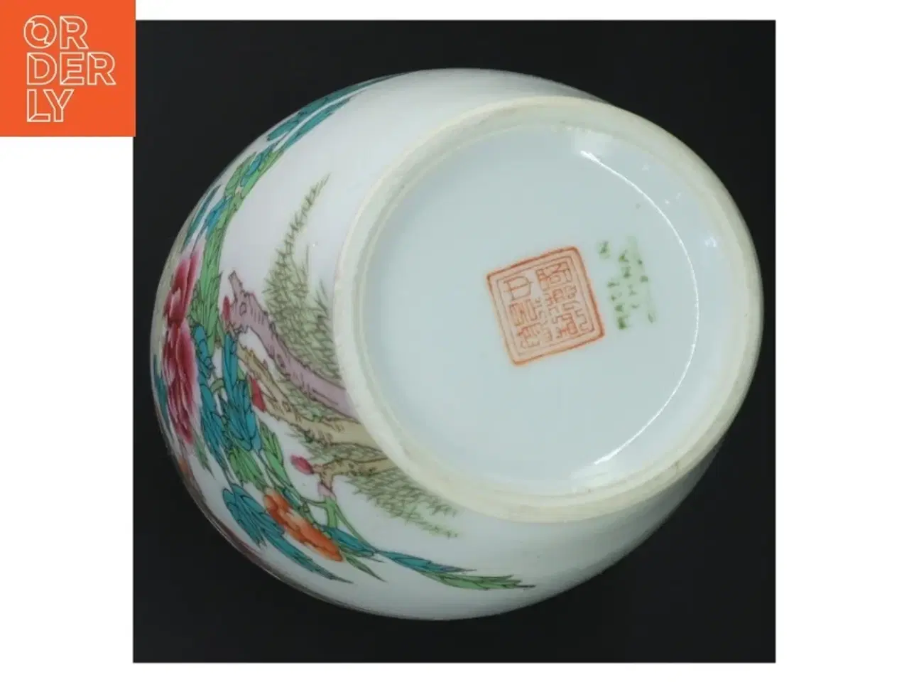 Billede 4 - Porcelæns vase med fugle og blomster (str. 26 cm)