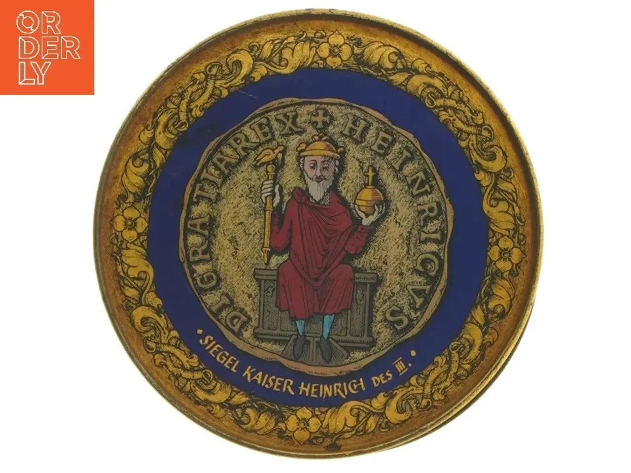 Billede 4 - Dekorativ dåse med kejsermotiv (str. Ø 10,5 cm længde 12 cm)