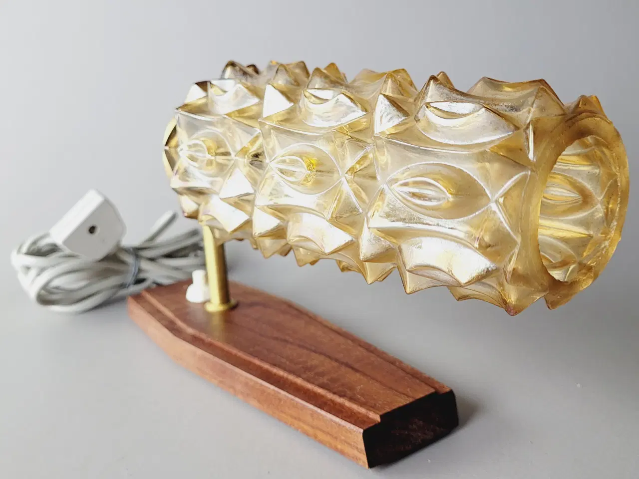 Billede 5 - ⭐️· Retro Væglampe i Teak, Messing, Mønstret Glas