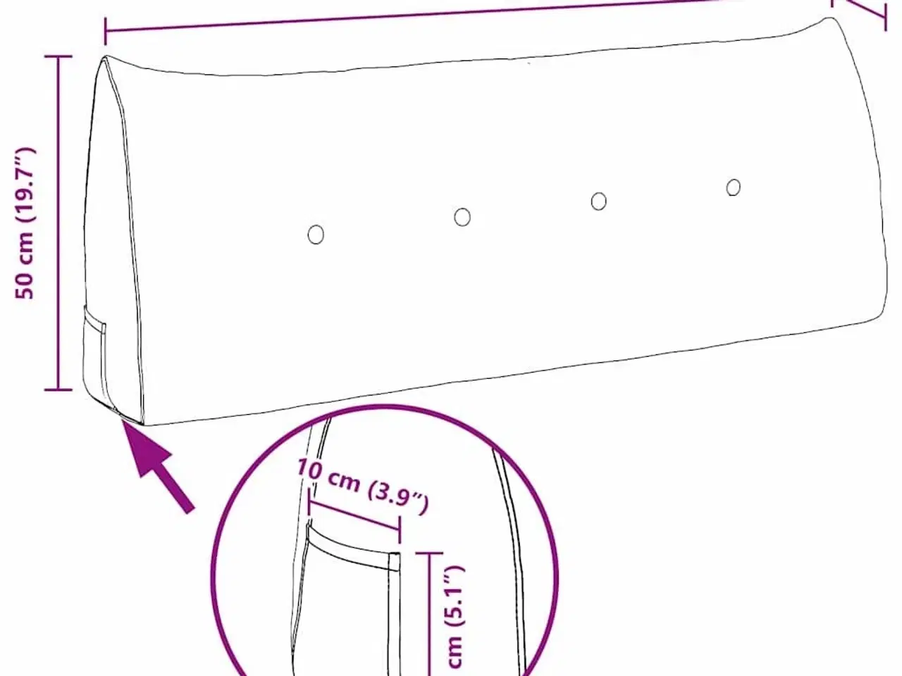 Billede 11 - Rygpude Sort 120 x 24 x 50 cm Fløjl