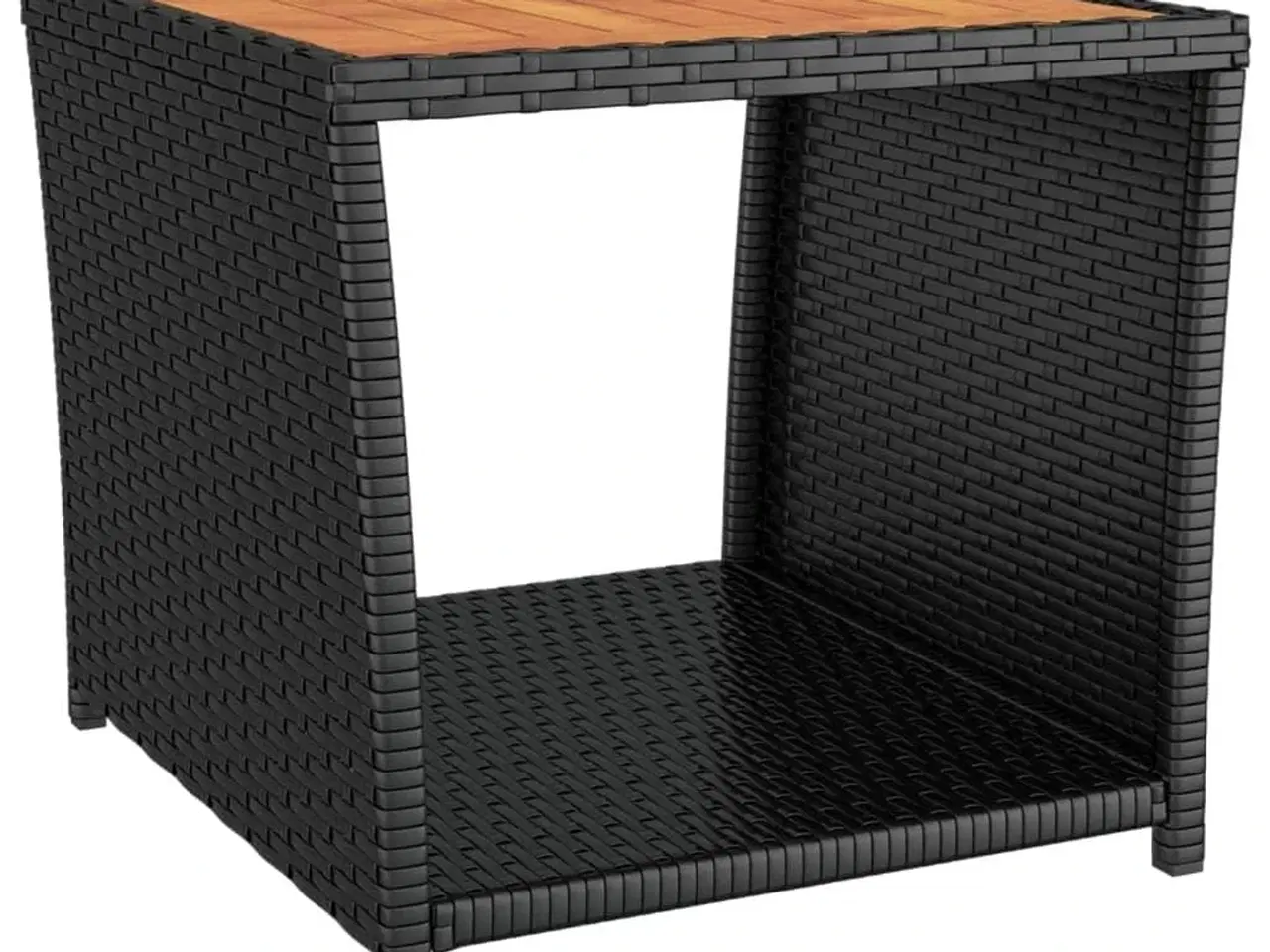 Billede 2 - Tebord med træbordplade polyrattan og massivt akacietræ sort