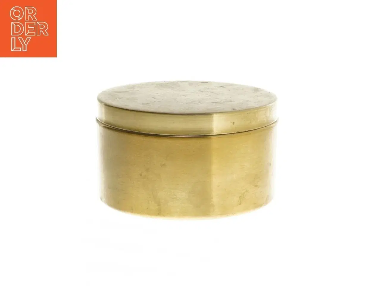 Billede 1 - Rund messingæske med låg (str. Ø 12x7 cm)