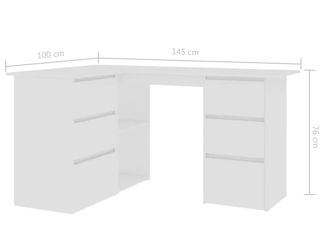 Billede 8 - Skrivebord til hjørne 145x100x76 cm konstrueret træ hvid