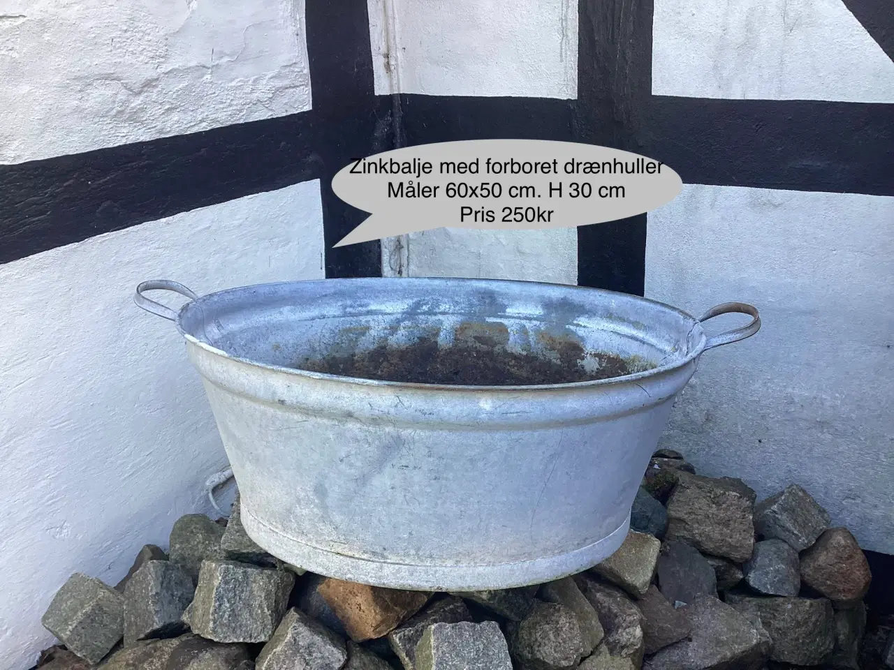 Billede 1 - Zinkbalje med forboret drænhuller