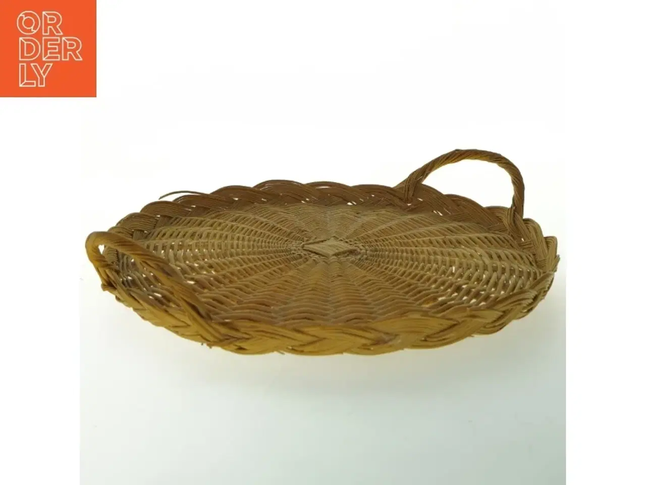 Billede 1 - Stor Rund flettet kurv med håndtag (str. Ø 30 cm)