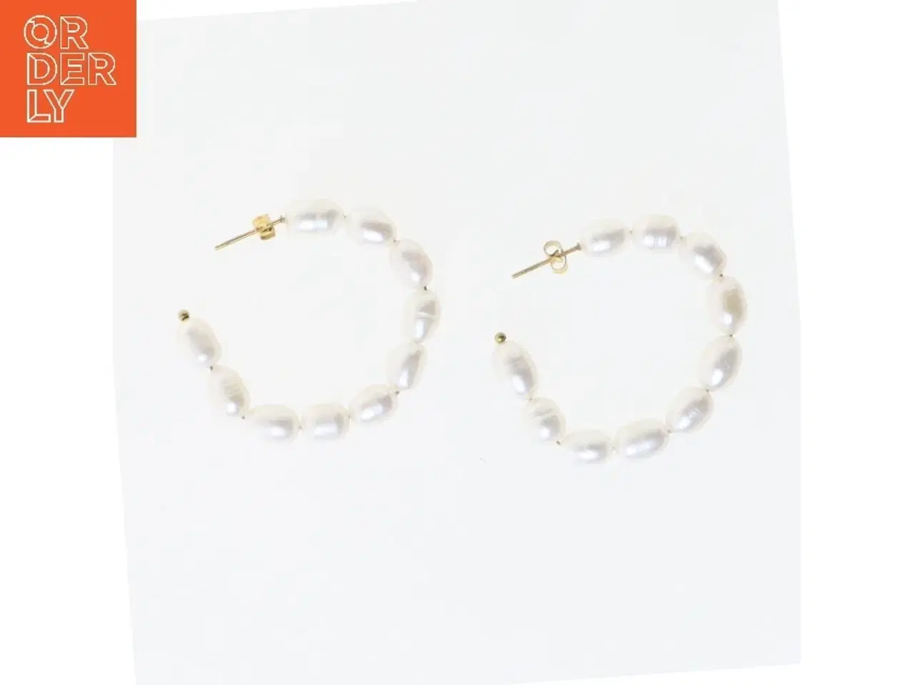 Billede 2 - Perleøreringe i guld og hvid (str. Ø 4 cm)