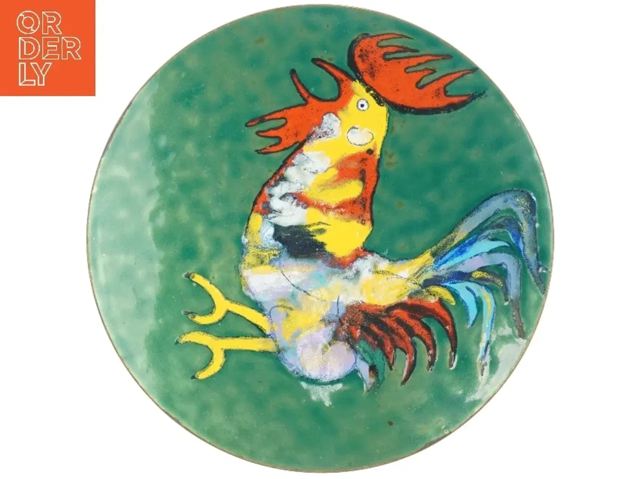 Billede 1 - Emailleret dekorativ tallerken (str. Ø. 28 cm)