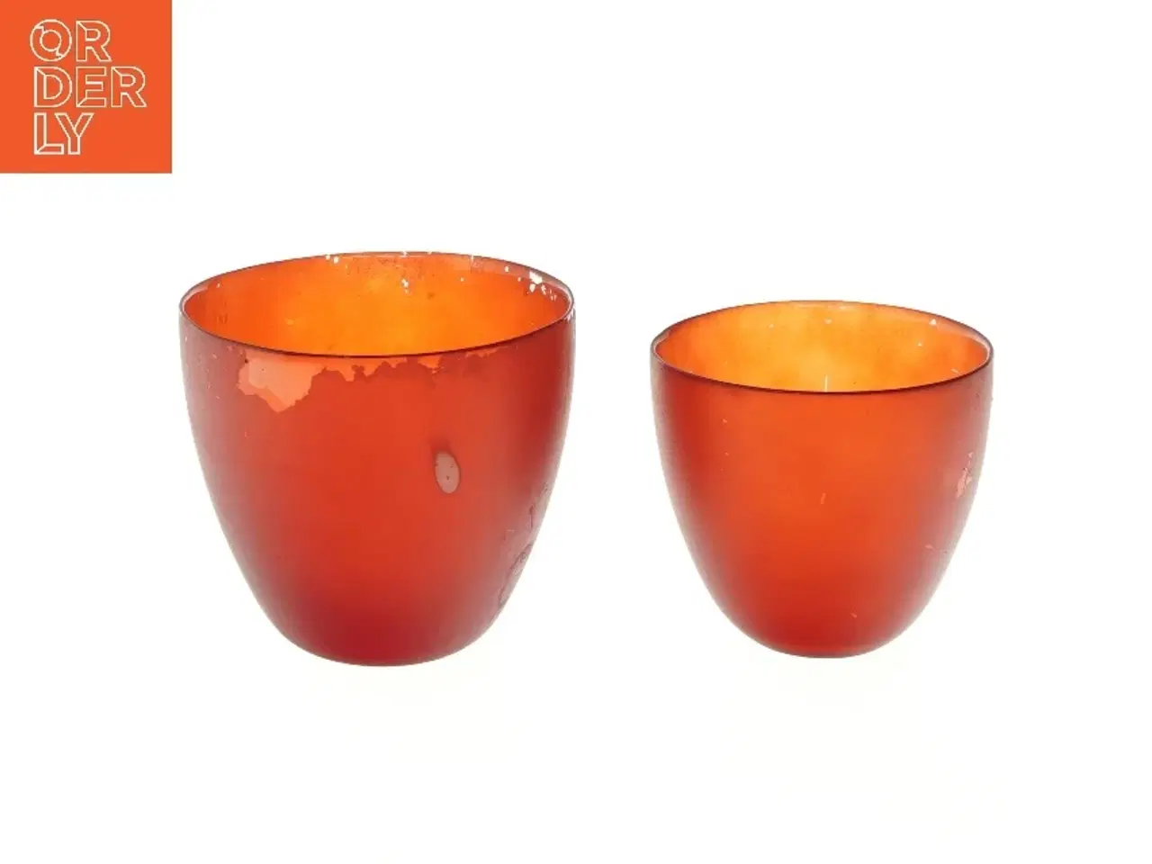 Billede 1 - Orange glasvaser (str. 2 stk Ø 13 & 11 cm)