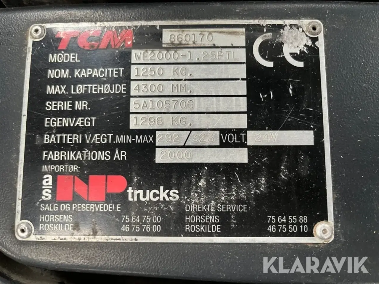 Billede 7 - El stabler med gafler NP Trucks WE2000-1.25PTL med lange gafler.