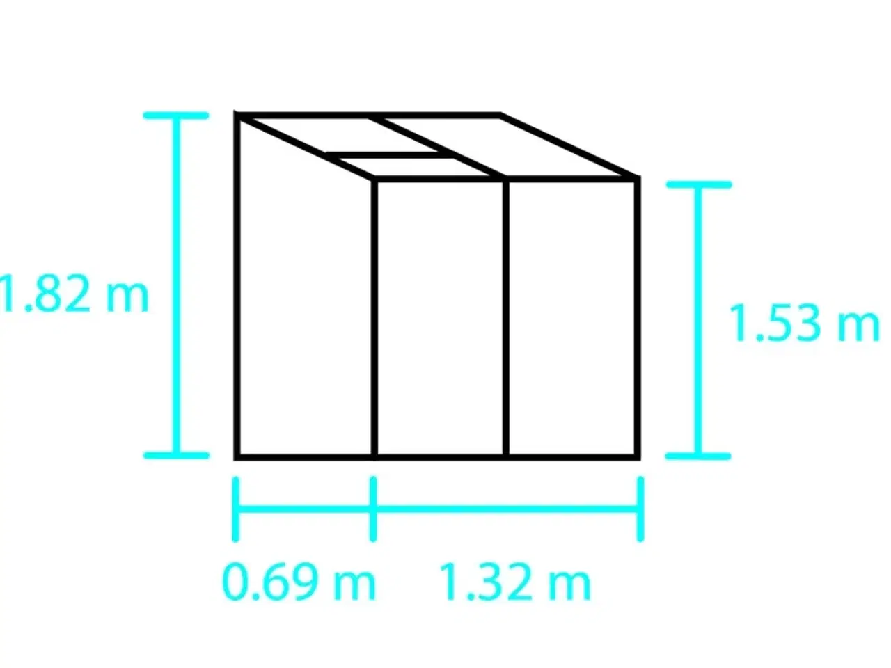 Billede 2 - Vægdrivhus Glas Halls Altan, 0,91m², 0,69x1,32x1,8