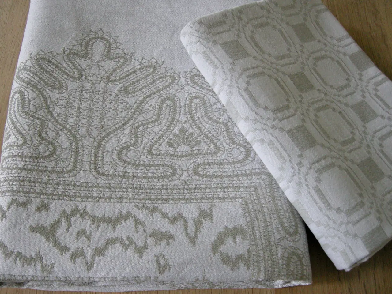 Billede 8 - 92x95 Hørdug  Jacquardvævet Damask - Dobbeltvævet 