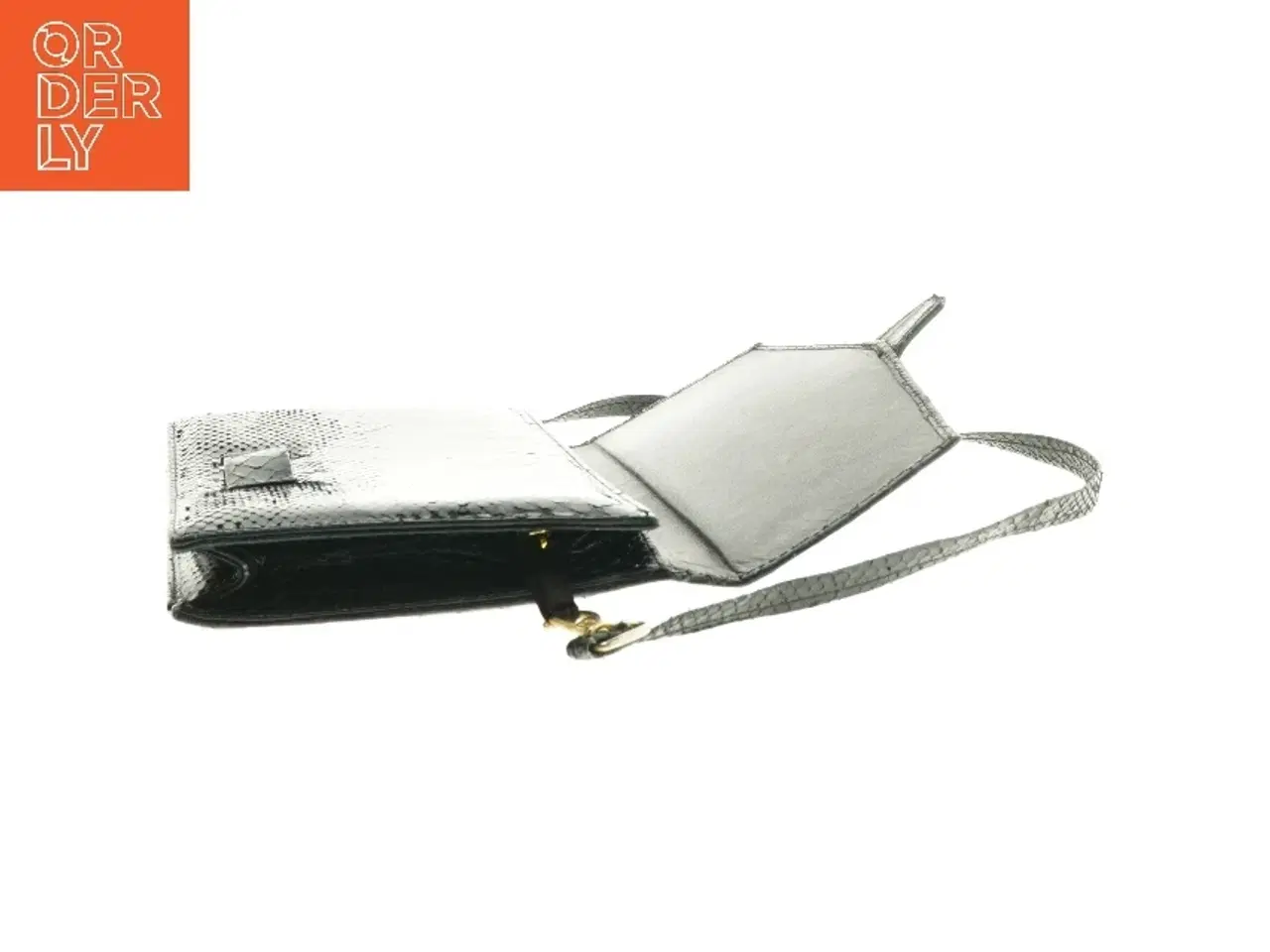 Billede 5 - Sort slangeskindstaske/clutch (str. 25 x 16,5 cm)