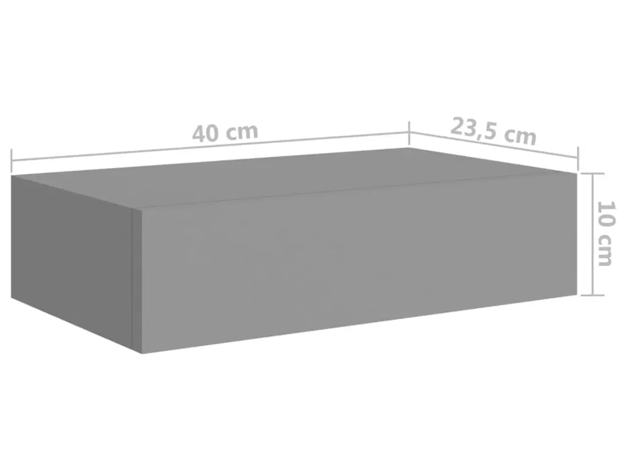 Billede 9 - Væghylde med skuffe 40x23,5x10 cm MDF grå