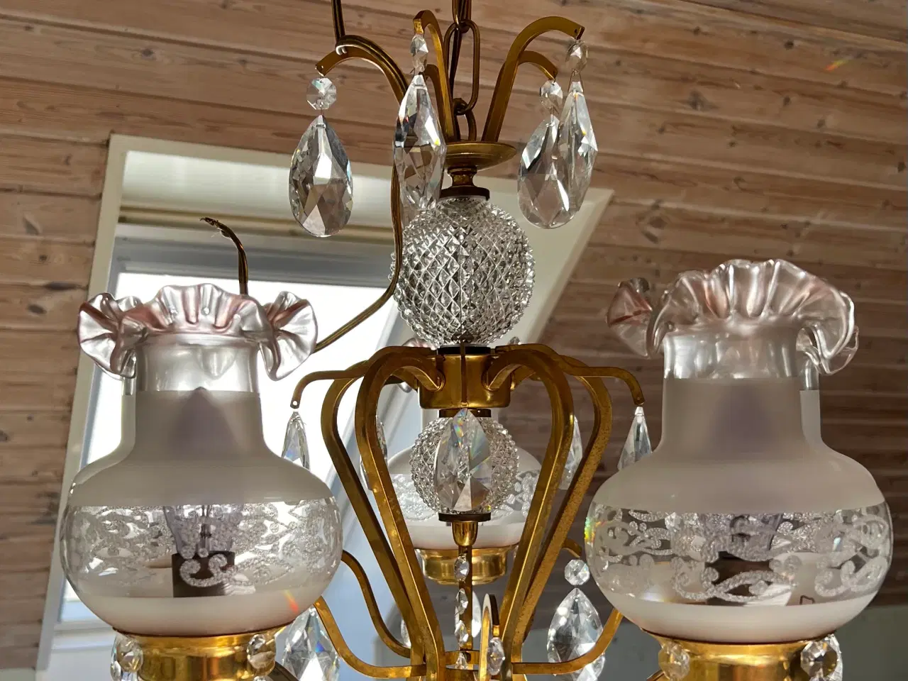 Billede 4 - Flot Prismelysekrone messing