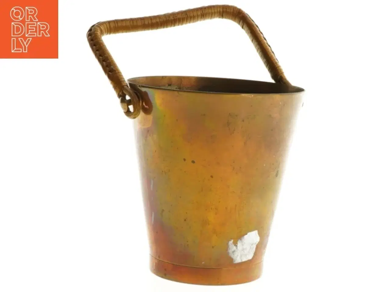 Billede 3 - Gammel kobberspand med flettet hank (str. 12 x 12 cm)