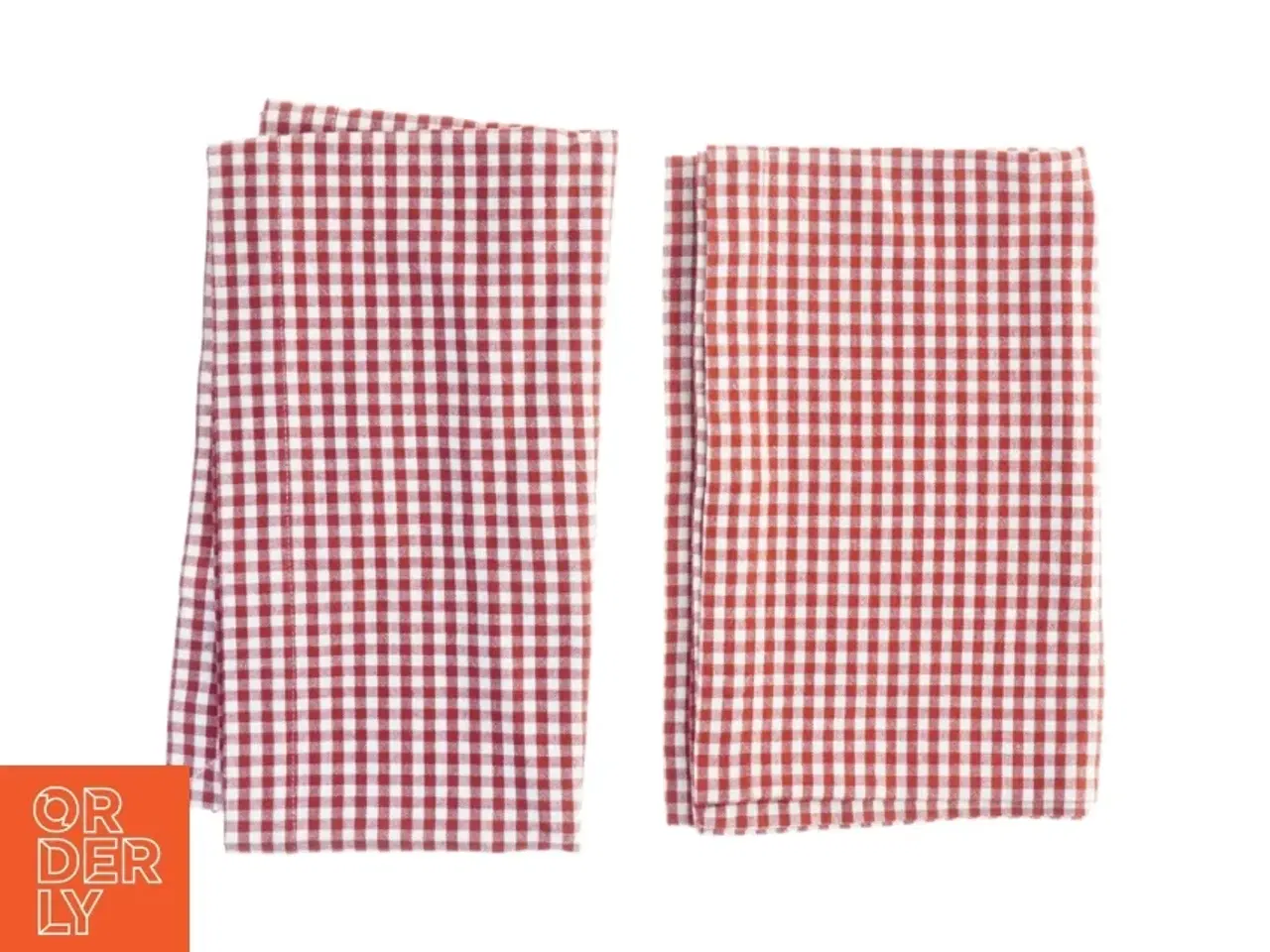 Billede 1 - Røde og hvide ternede bordløber (str. 130 x 40 cm)