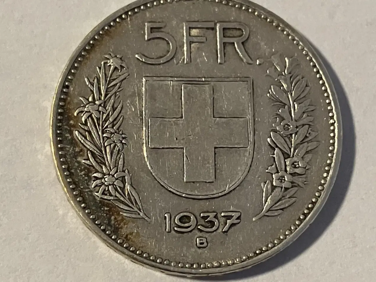Billede 1 - 5 Francs 1937 B Switzerland