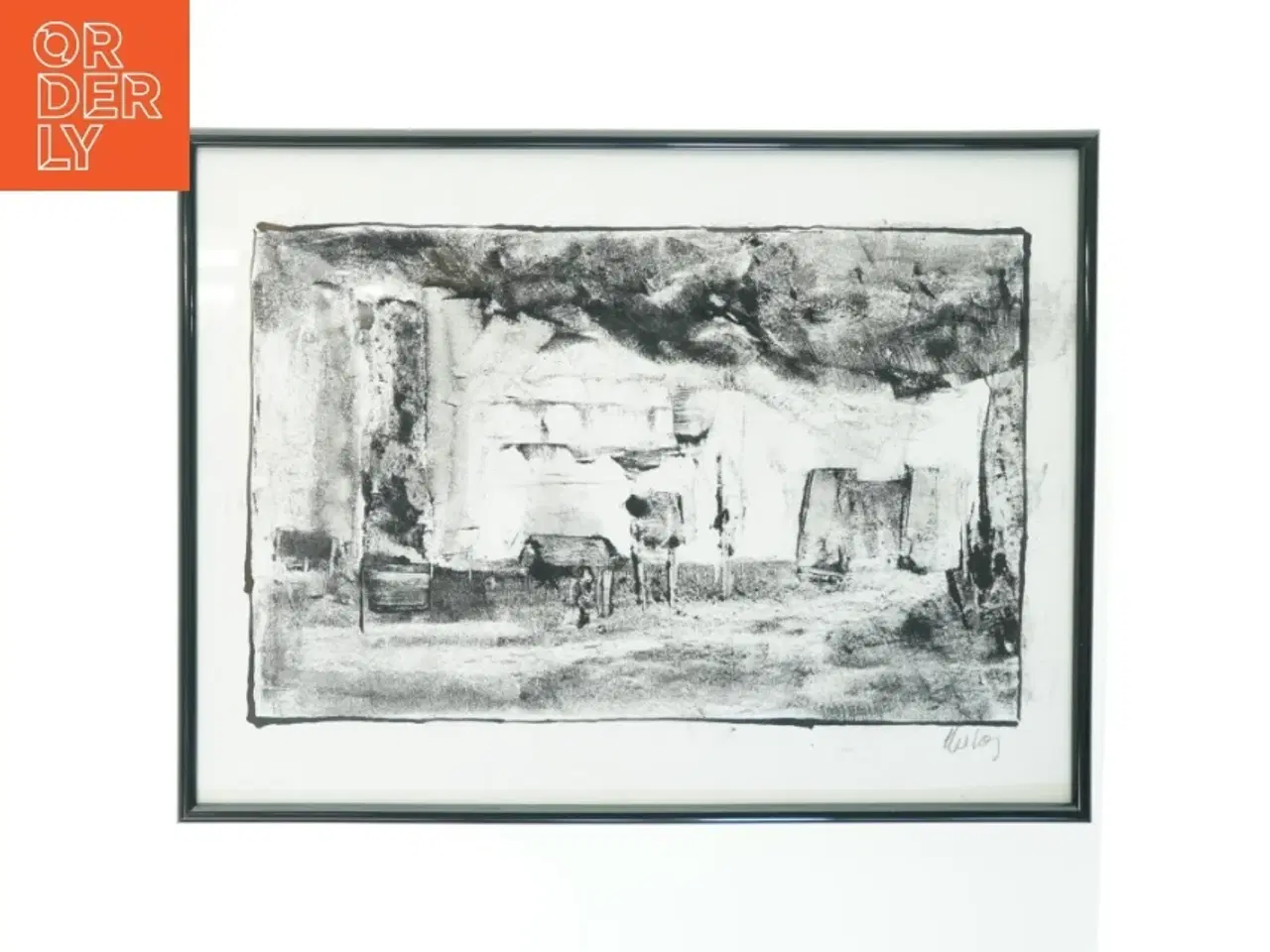 Billede 1 - Sort og hvidt billede i ramme (str. 41 x 31 cm)