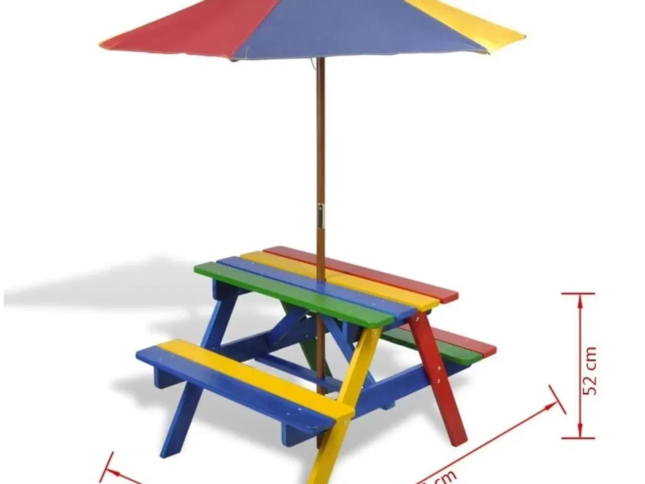 Billede 7 - Bord- og bænkesæt til børn med parasol træ flerfarvet