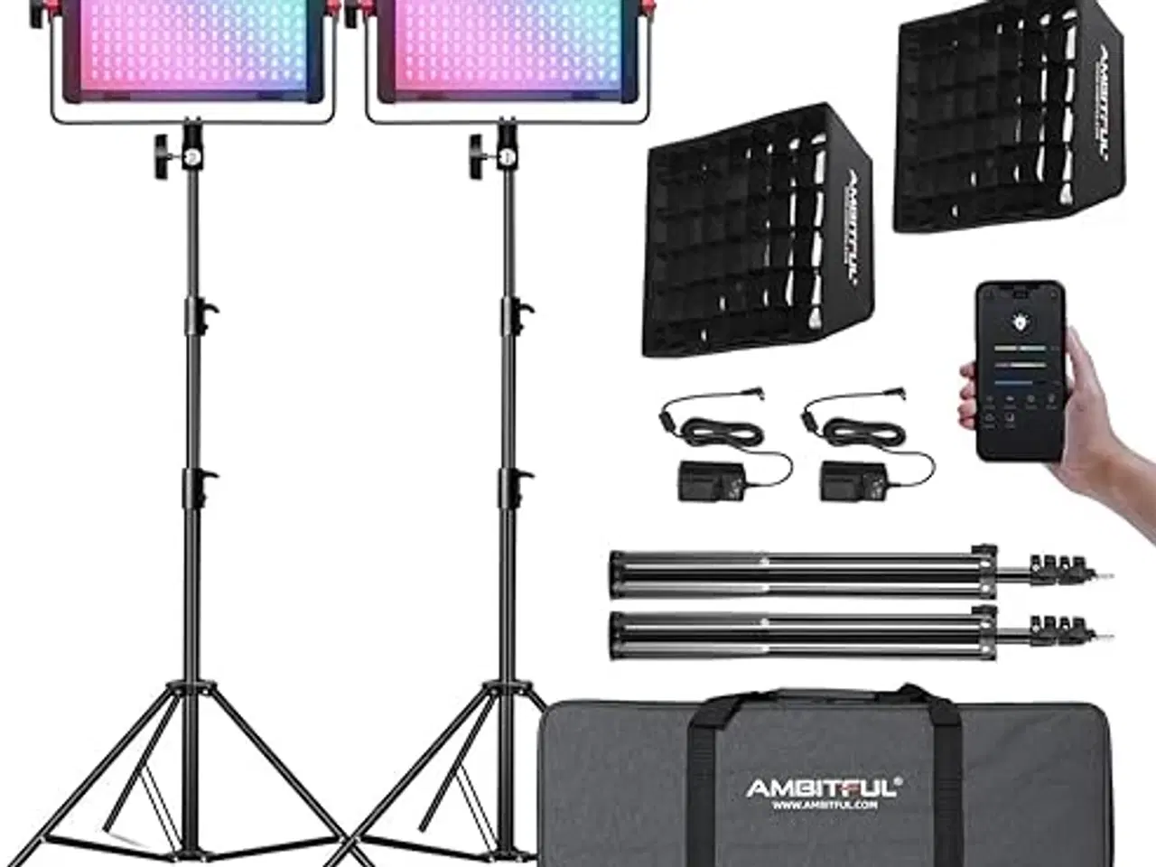 Billede 1 - AMBITFUL 2 pakker RGB videobelysning, RGB-farve Le