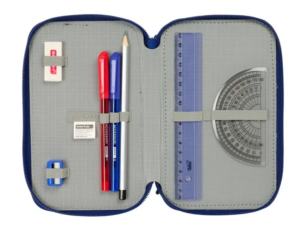 Billede 5 - Tredobbelt Penalhus F.C. Barcelona Marineblå 12,5 x 19,5 x 5,5 cm 37 Dele