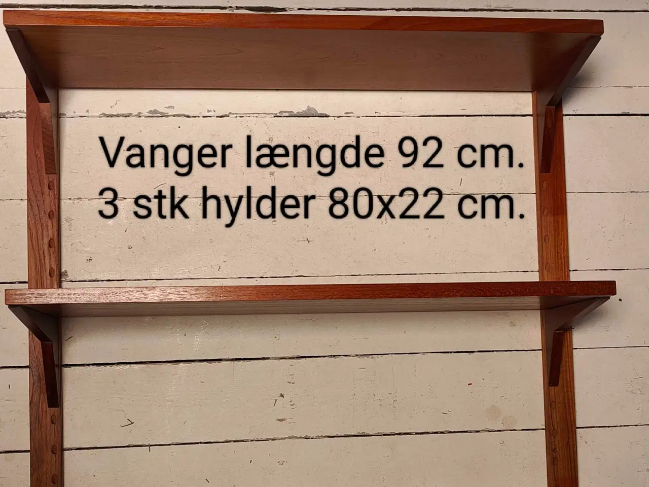Billede 6 - Flot vægreol i teaktræ med tre hylder