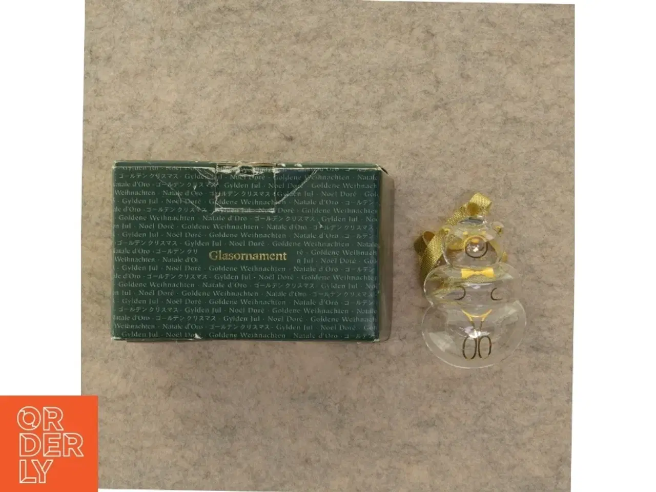 Billede 2 - Julepynt, smuk bamse i glas, golden christmas fra Holmegaard (str. 11 x 7 cm)