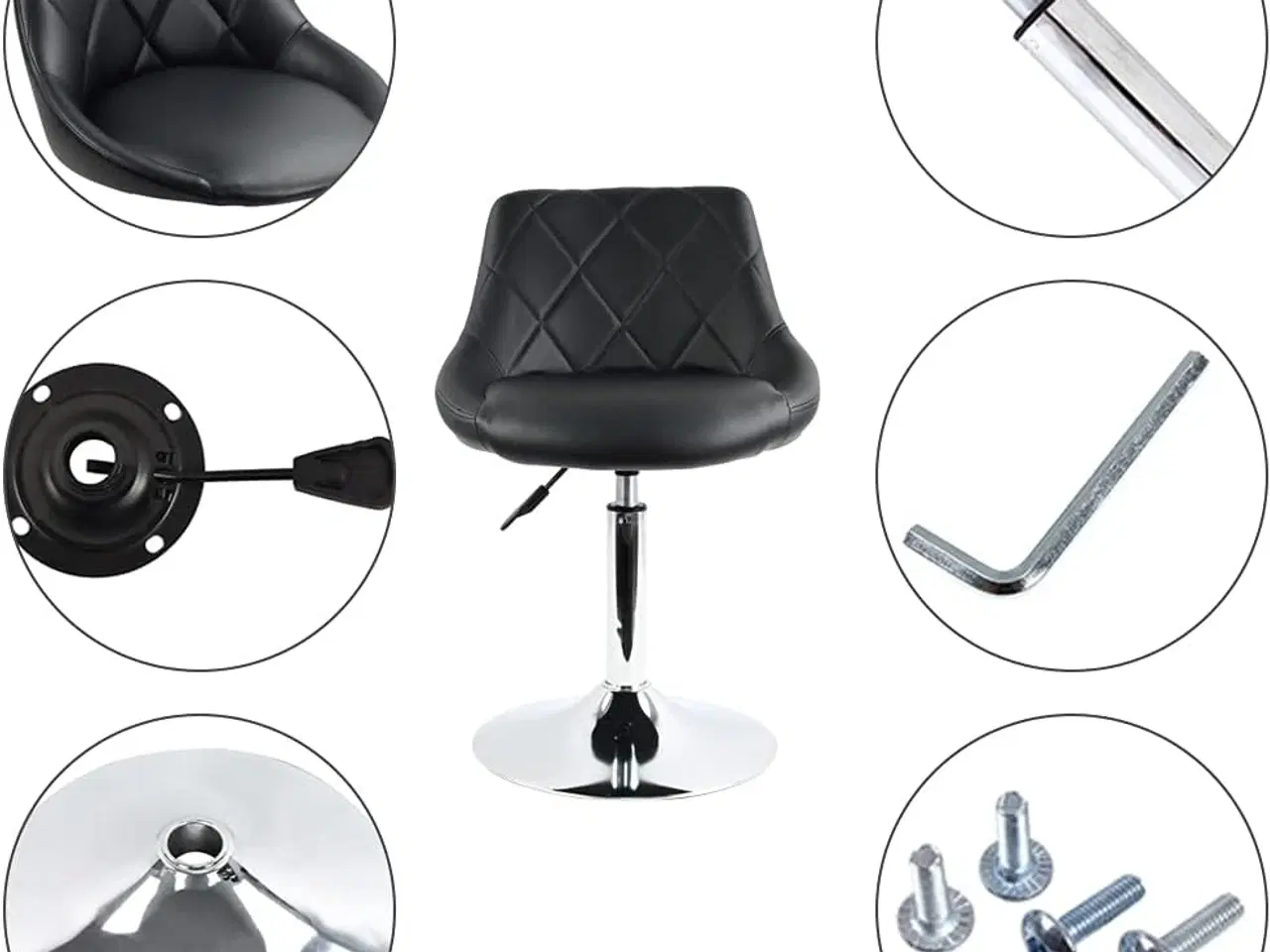 Billede 7 -  FURWOO Stool PU Leather Bar Stool Swivel Counter