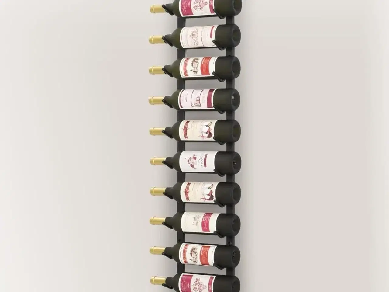 Billede 3 - Vægmonteret vinreol til 12 vinflasker sort jern