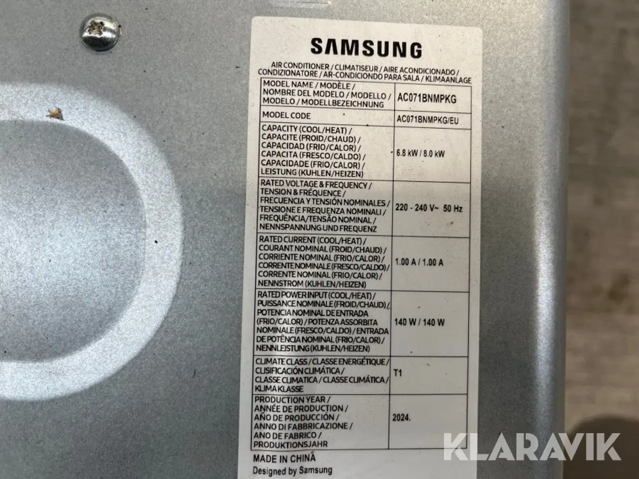 Billede 5 - Airconditioner / klimaanlæg indedel Samsung AC071BNMPKG - R-32