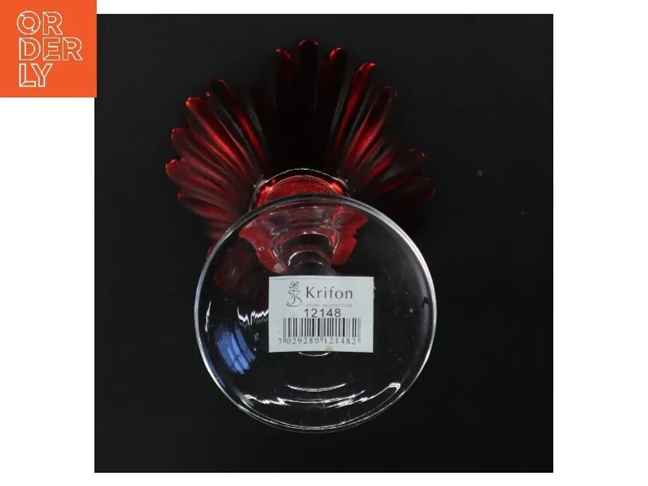 Billede 3 - Dekorativ lysestage i glas med rød top fra Krifon (str. 11x20 cm)