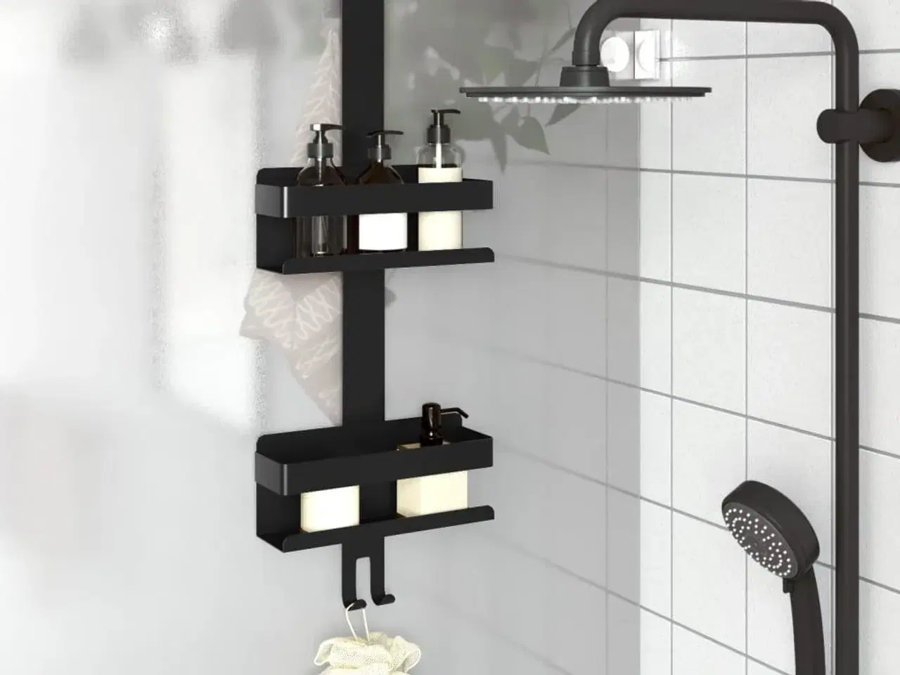 Billede 1 - Brusehylde med ophæng børstet 304 rustfrit stål matsort