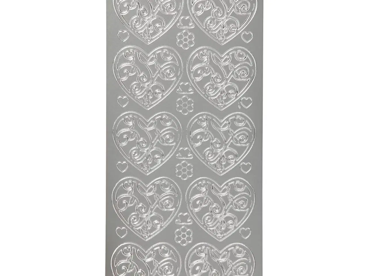 Billede 1 - Sølv Hjerte-Stickers 10x23 cm - Selvklæbende Ark