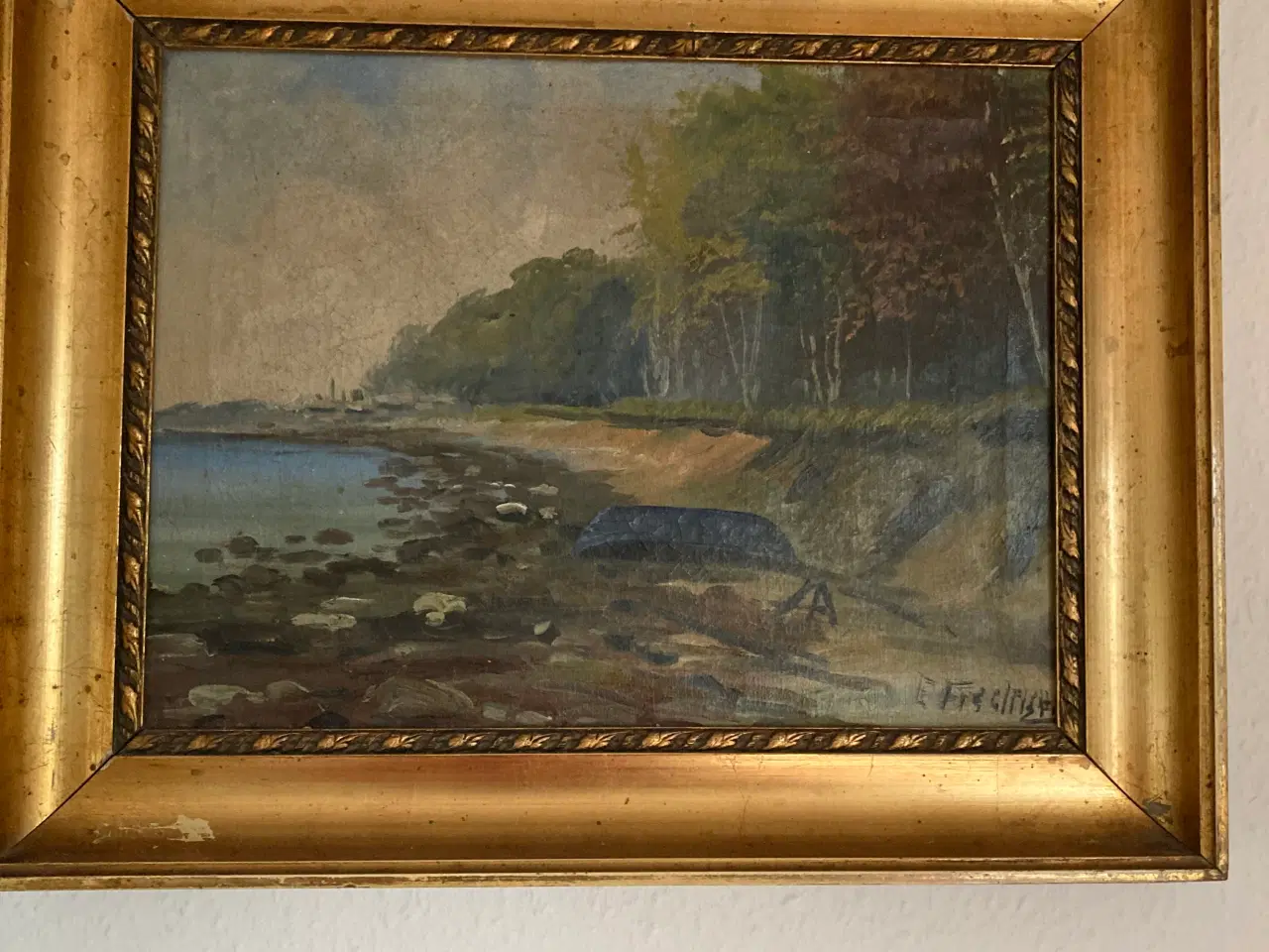 Billede 1 - Maleri af robåd på strand