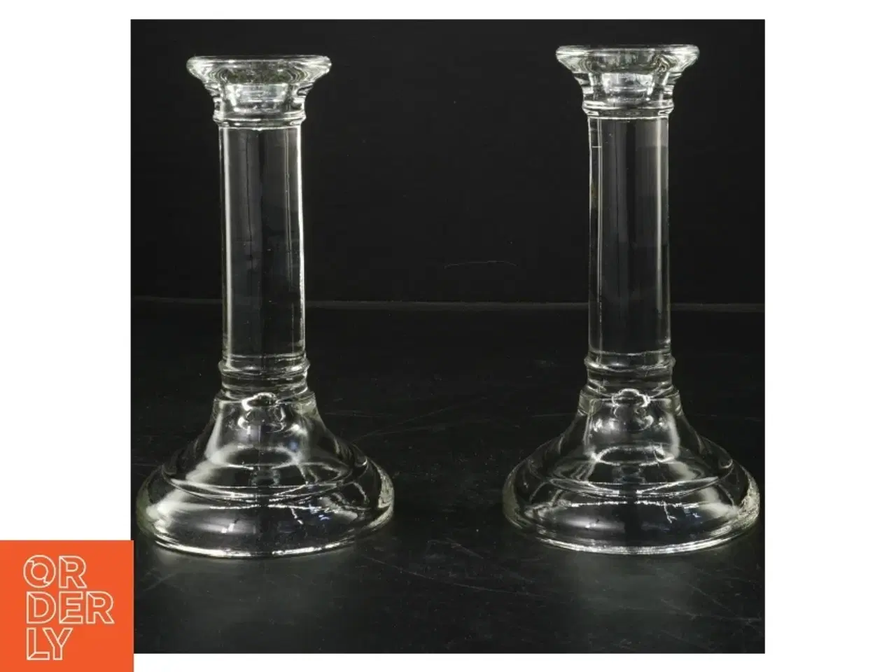 Billede 1 - Par af glaslysestager (str.  18x10 cm)
