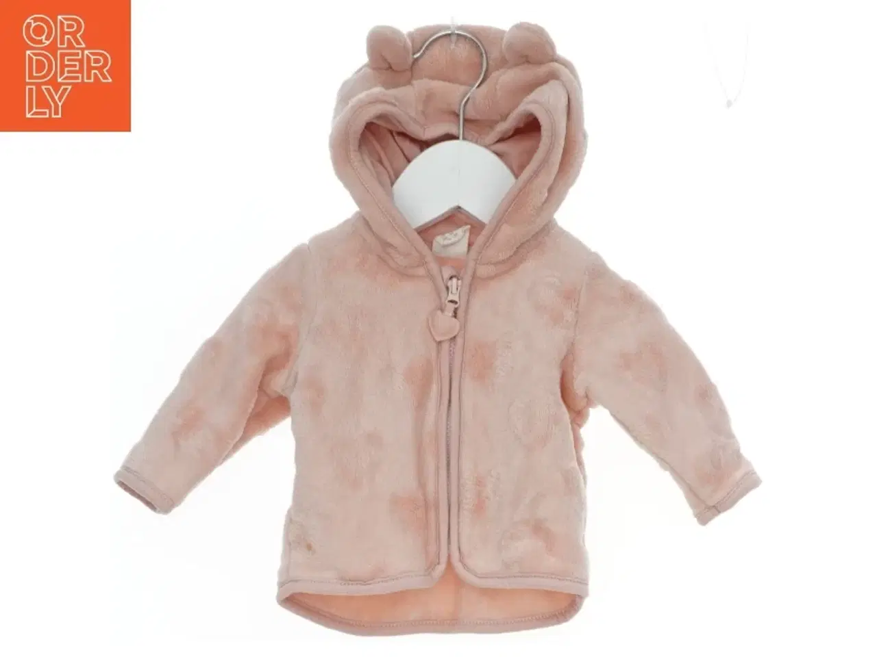 Billede 1 - Lyserød fleecejakke med hætte fra H&M (str. 56)