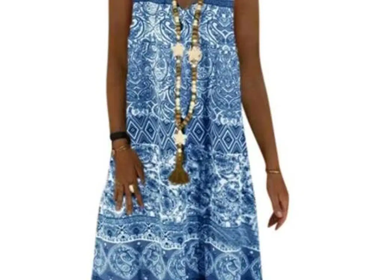 Billede 1 - BOHO kjole i skønt print .Blå neuancer.Medium