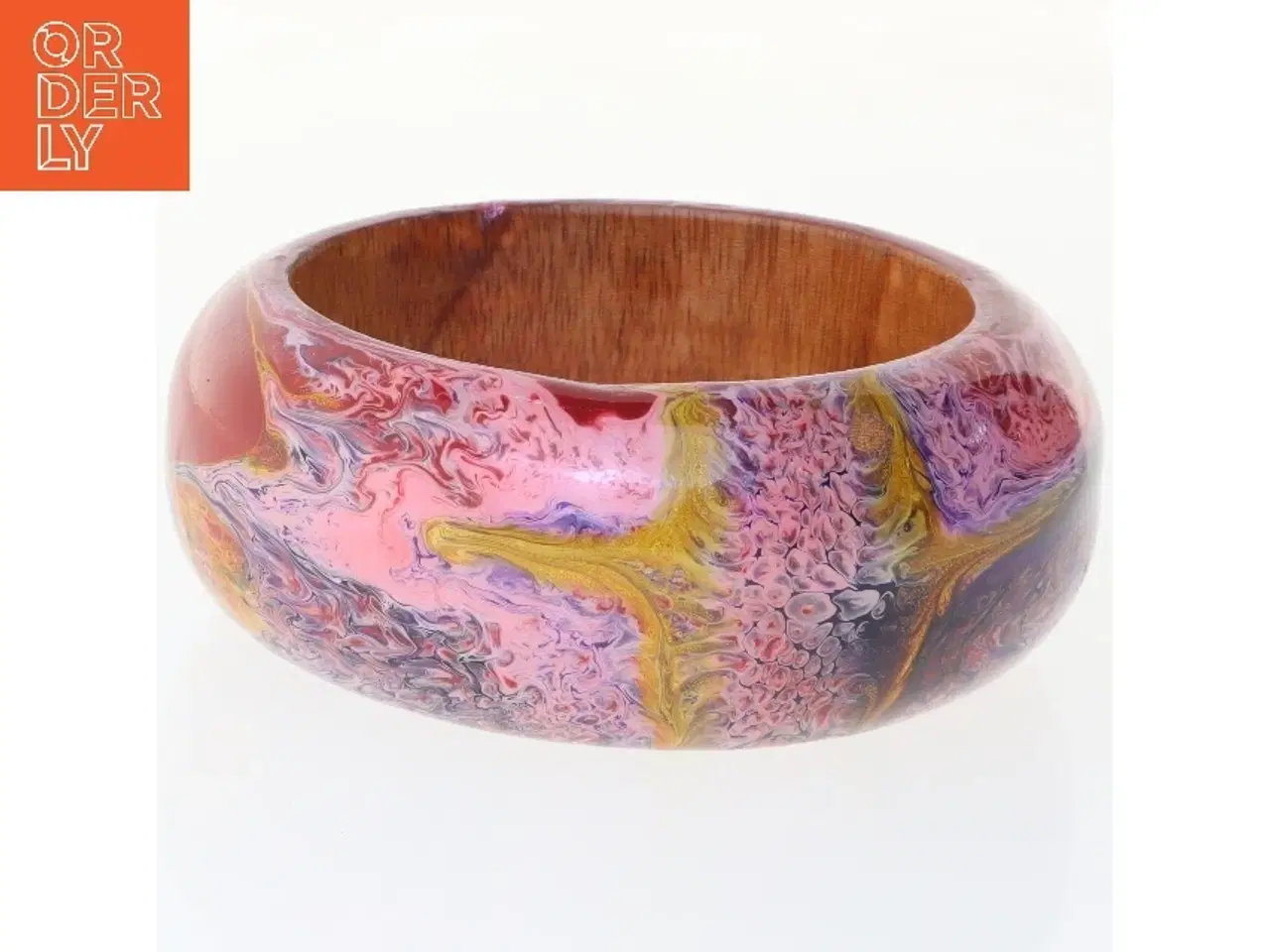 Billede 1 - Dekoreret træarmbånd (str. Ø 9,5 cm)