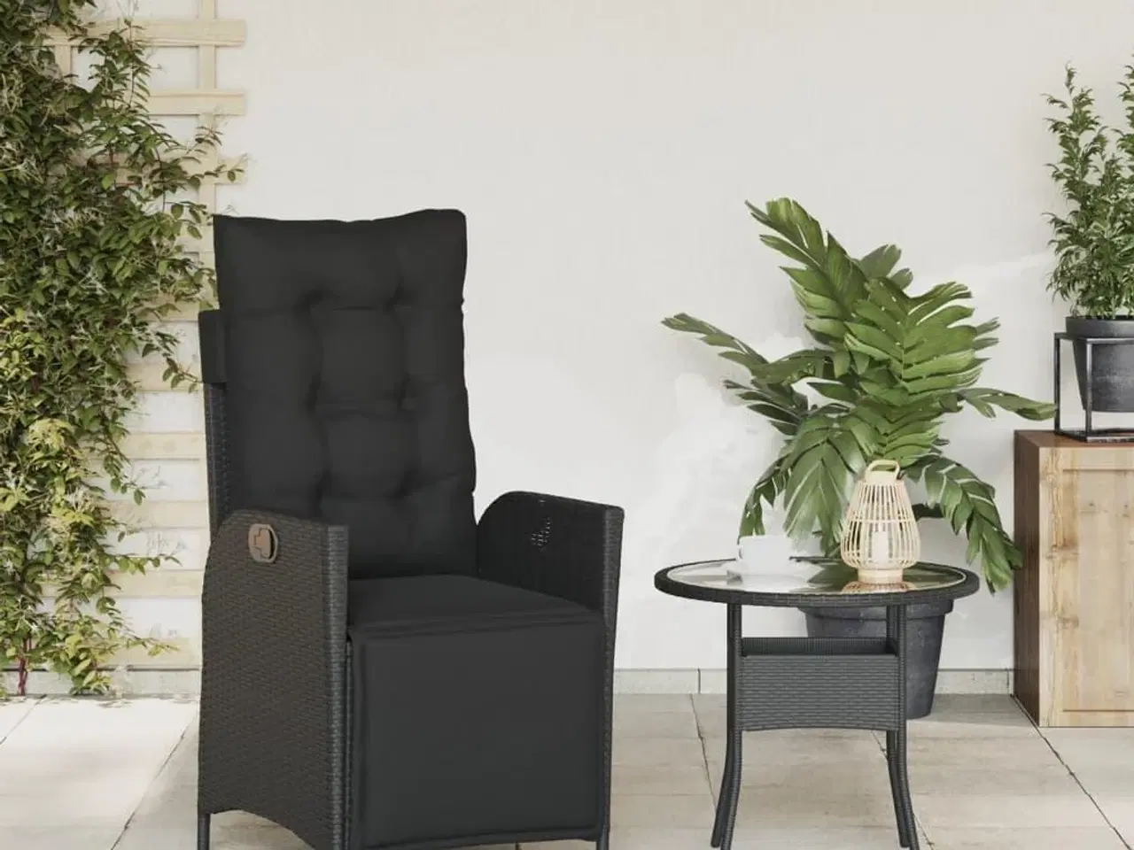 Billede 3 - Havestol med justerbart ryglæn og fodstøtte polyrattan sort