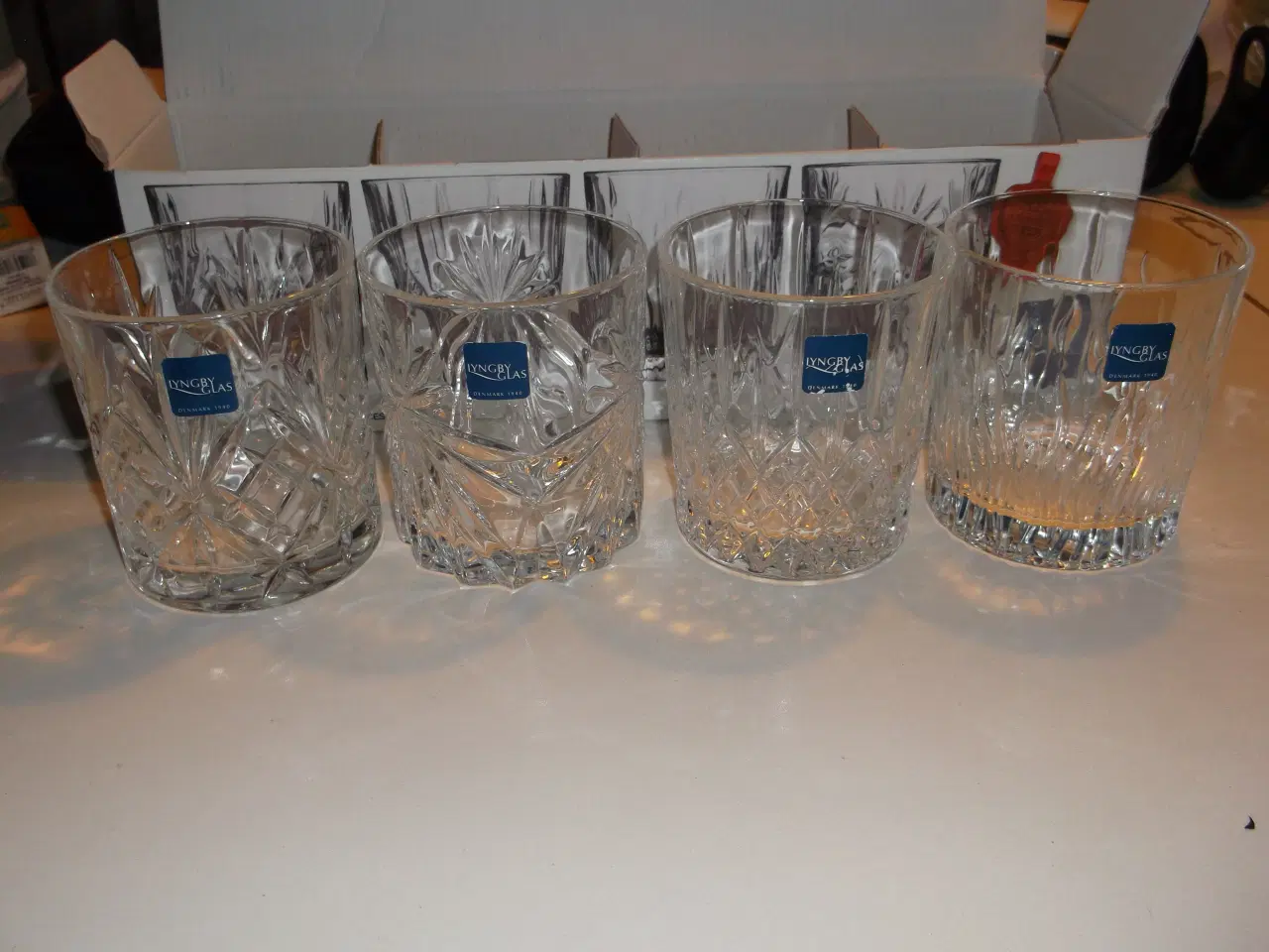 Billede 1 - 4 x forskellige Lyngby glas rom-wiskey