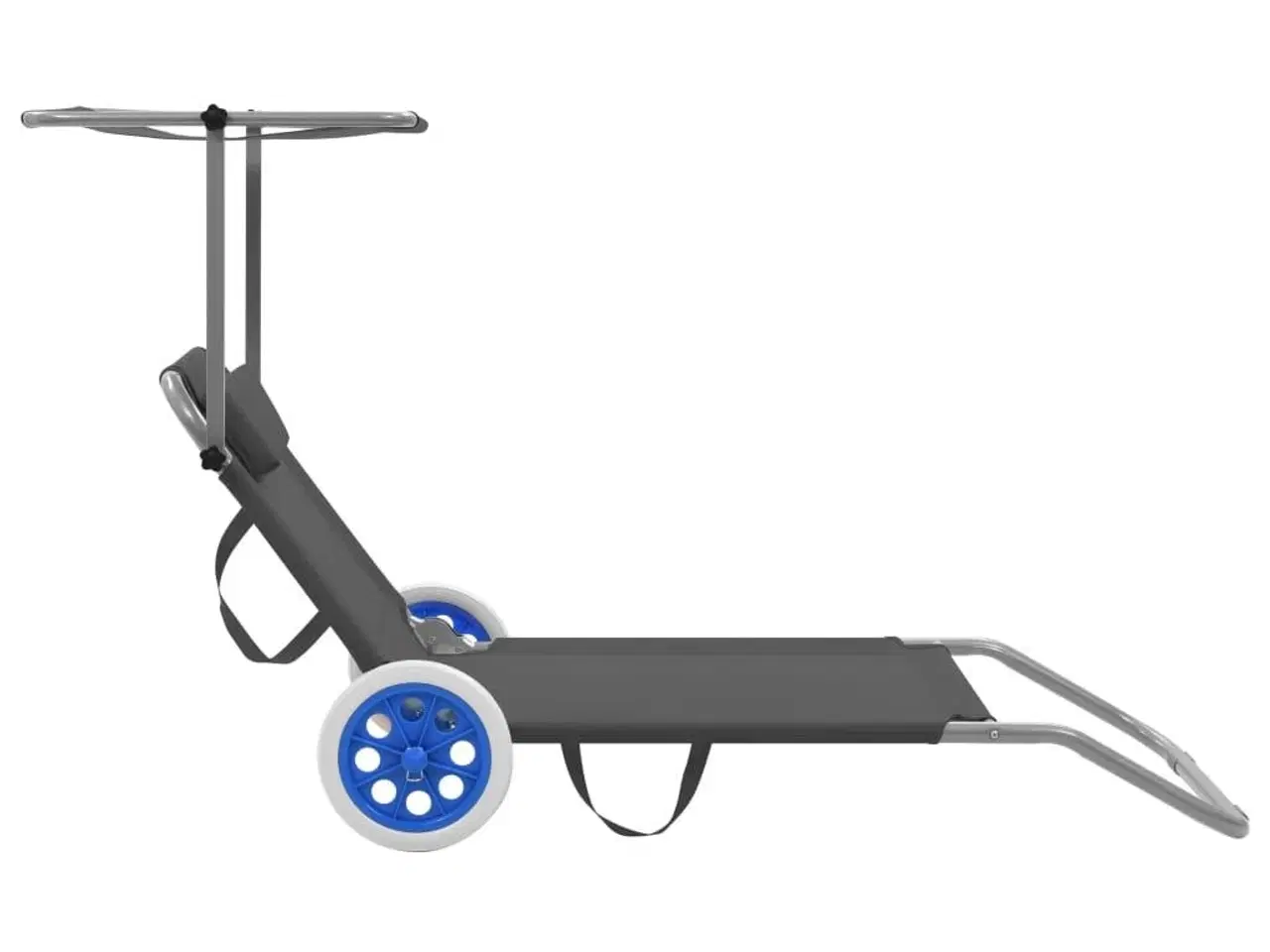 Billede 4 - Foldbar liggestol med baldakin og hjul stål grå