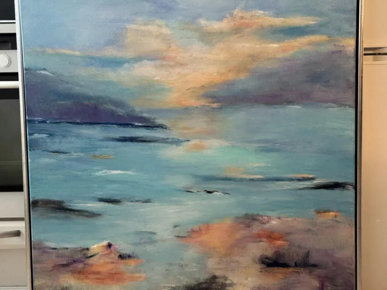 Billede 1 - Halvabstrakt landskab med ramme 100x100