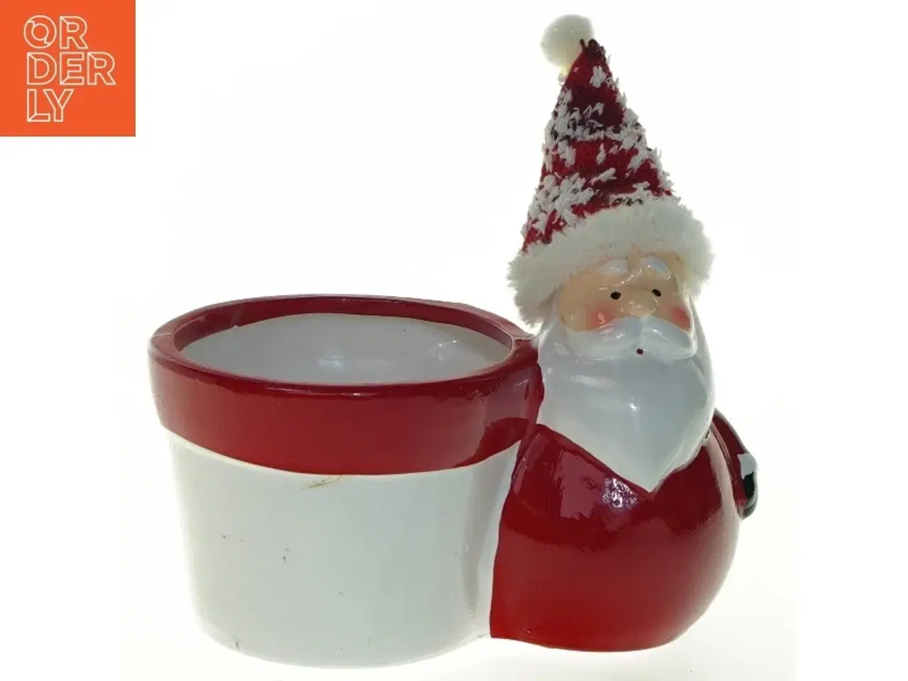Billede 1 - Lille jule potte med julemandsfigur fra Nikolaus Mix (str. 17x12x10 cm)