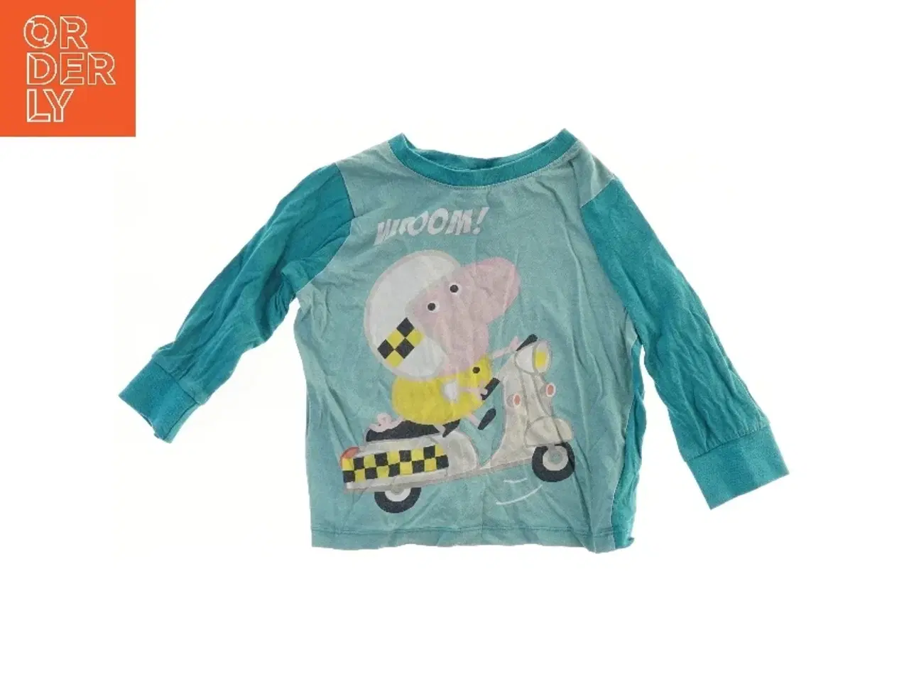Billede 1 - Langærmet bluse med tryk af Peppa Gris på scooter fra Gurli Gris (str. 86)