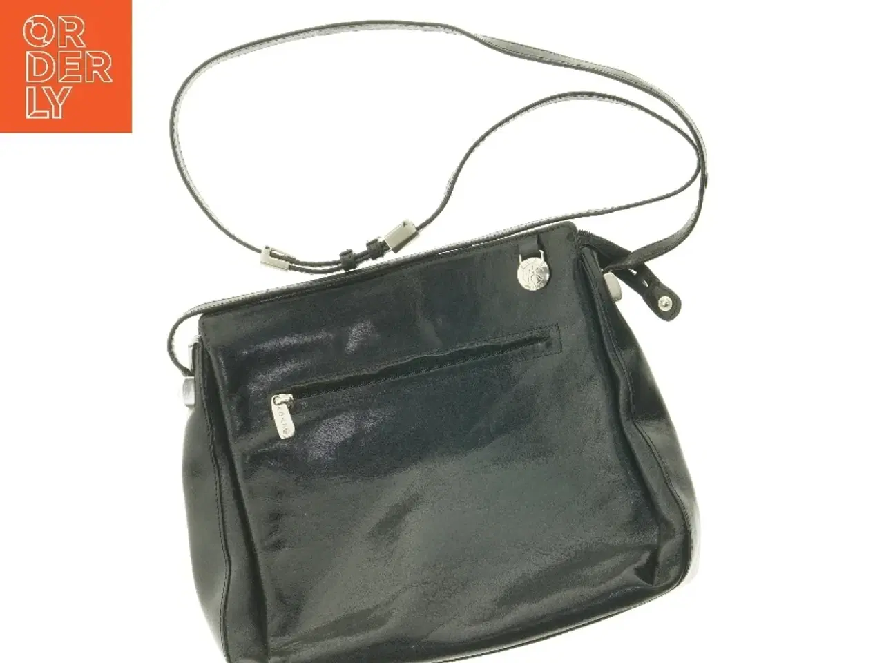 Billede 1 - Sort skuldertaske i læder fra Adax (str. 31 x 26 cm)