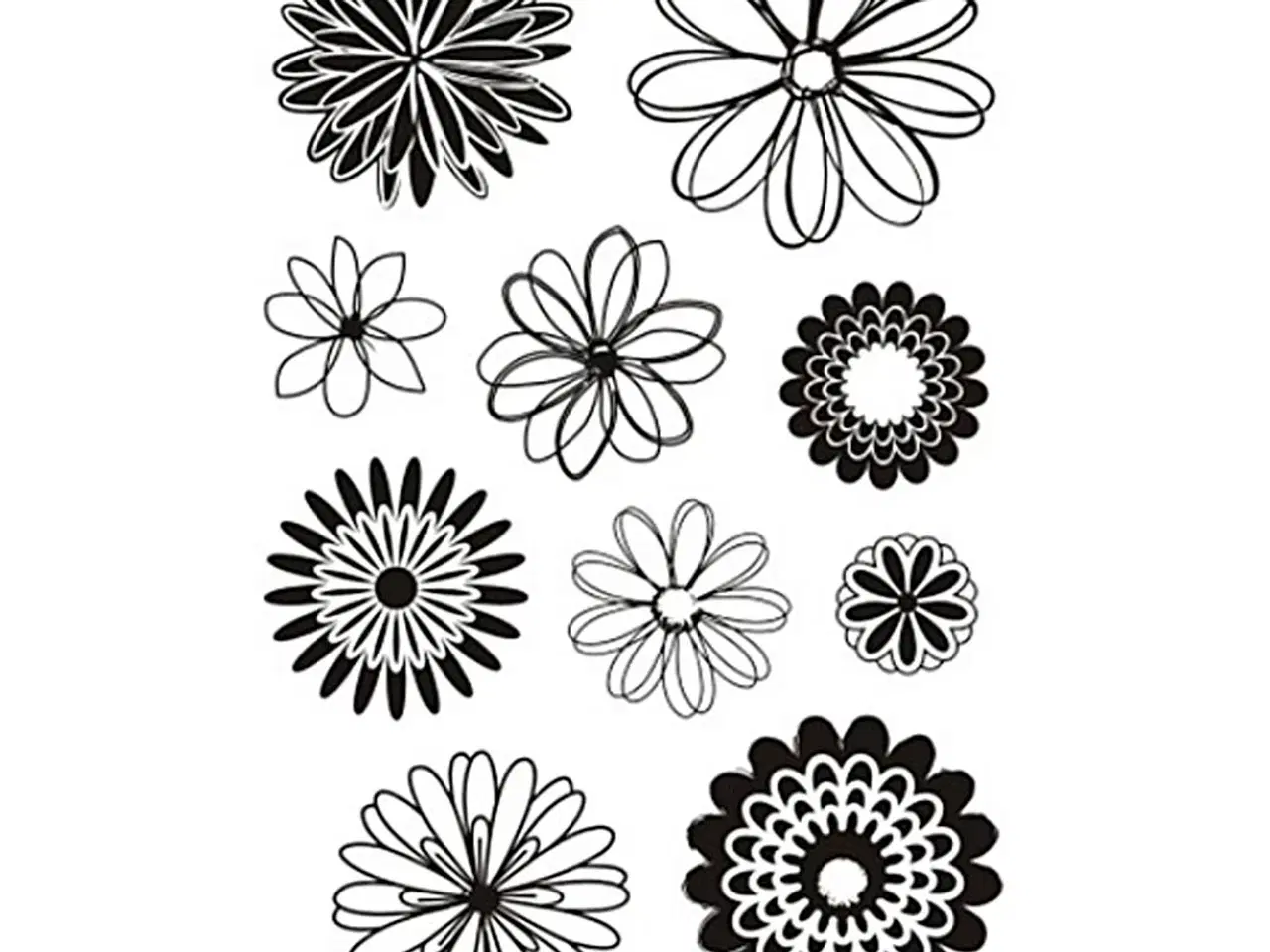Billede 1 - Silikonestempler, blomster, ark 11x15,5 cm, 1 ark